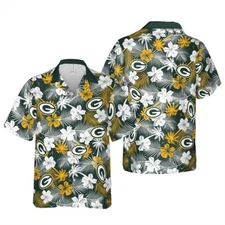 Green Bay Football Team Packerss Hawaiian Shirt Button Down Unisex Adults S-5XL
