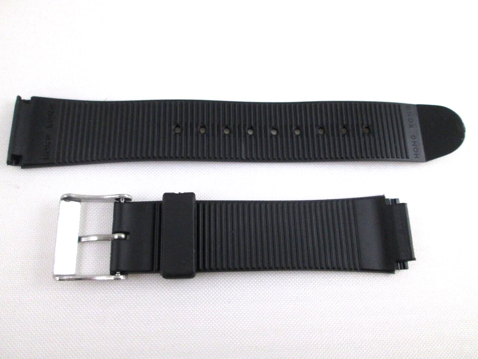 Correa de reloj Timex Triatlón 19 mm goma negra y roja genuina X 5 nuevo stock antiguo Foto 3 de 4