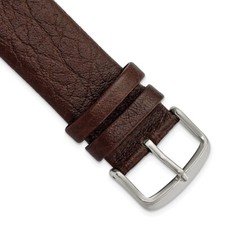 22mm 7.75" Brown Distressed Leather Silver-tone Buckle Watch Band