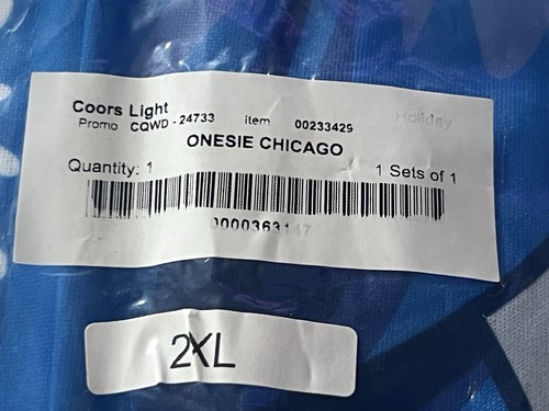 NEW Coors Light CHICAGO Adult Winter Holiday Hoodie Full Body Suit Size XXL - Picture 5 of 6