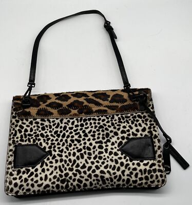 Derek Lam 10 Crosby Multicolor Leopard Folio Animal Hair Clutch  