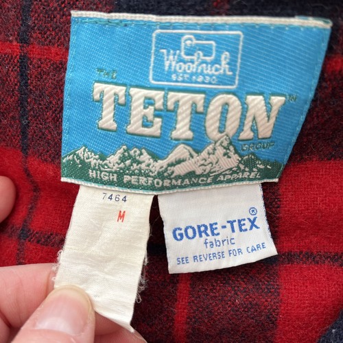 Vtg Woolrich Teton Mens Jacket Medium Red GoreTex Buffalo Plaid Flannel Lined - Picture 13 of 21