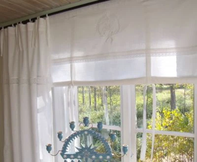 Raff Gardine AMALIE WEISS Rollo 160 x 100 LillaBelle Monogramm Landhaus Shabby - Bild 1 von 4
