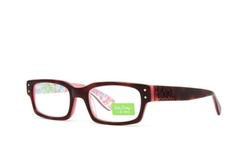 Lilly Pulitzer Readers Barracuda Tortoise Pink Lens Strenght +2.00 Size 49mm NEW