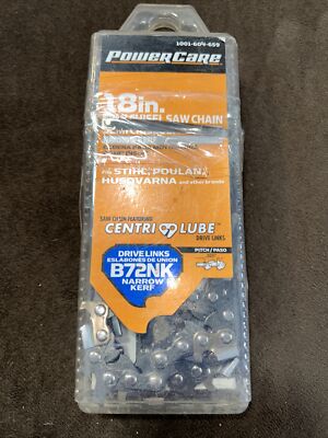 NEW POWERCARE 18 IN. 3/8 IN. B72NK NARROW KERF SEMI CHISEL SAW CHAIN UNIVERSAL