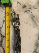 new braided leather black silver brown belt liz claiborne