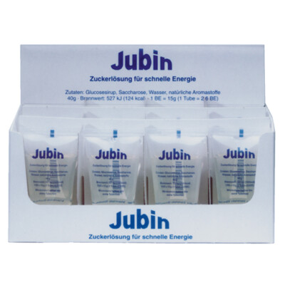 JUBIN Zuckerlösung 12 x 40g - schnelle Energie unterwegs - OVP v.med.Fachhändler