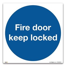 Fire door keep locked Sign - Self-adhesive Vinyl Sign - Fire Action Safety