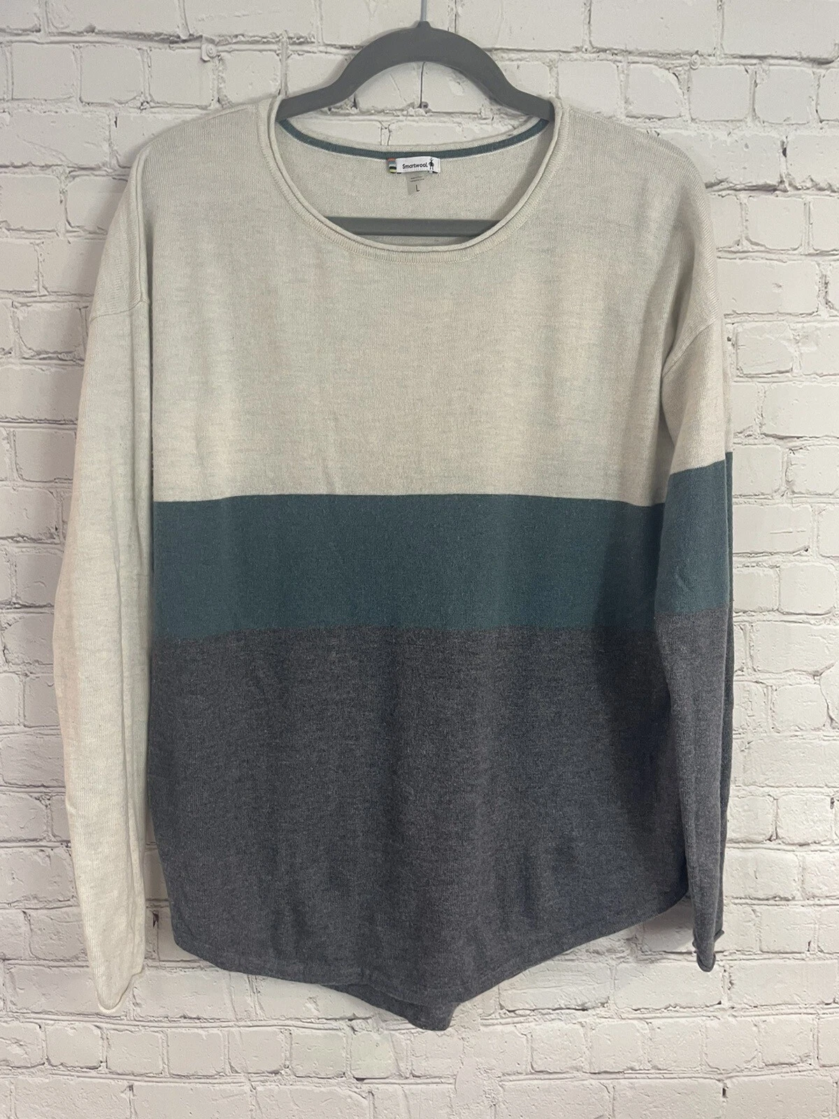 smartwool shadow pine merino wool colorblock sweater
