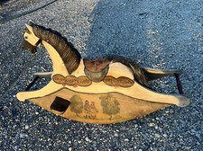 Wood Rocking Horse Swedish 1870's Hand Carved / Painted Antique Vintage Read