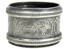 Antique Mythical Scene Quadruple Plate Napkin Ring Victorian Era - Unmarked