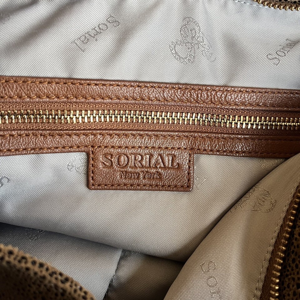 Sorial Sorial NY Brown Leather Snakeskin Embossed Large Tote Shoulder Bag-NWOT ...