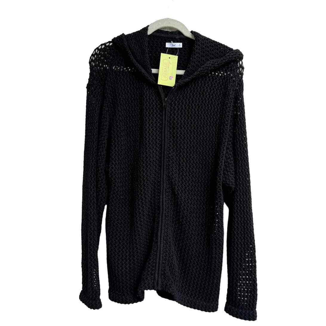 TNA Aritzia Long Sleeve Open Knit Zip Up Hoodie Cardigan