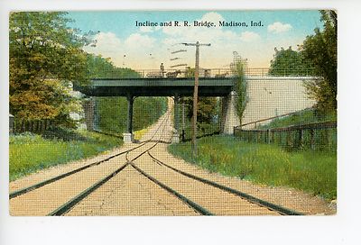 Incline & Railroad Bridge MADISON IN—Train RR Tracks Horses—Antique ...
