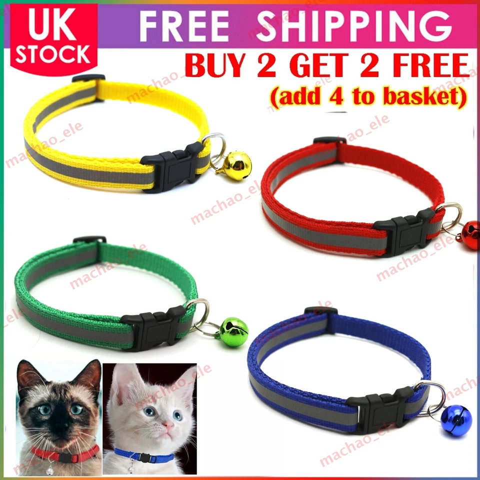 Safety Quick Release Breakaway Kitten Cat Pet Collar Bell Adjustable Reflective