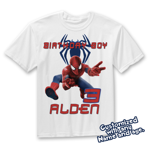 Personalized Spiderman Birthday T-Shirt 