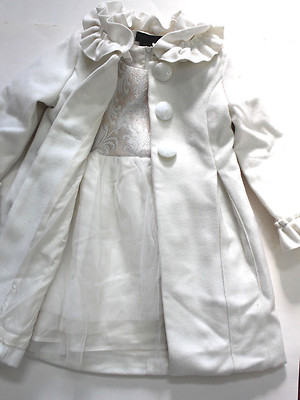 Cynthia Rowley 2-Pc Sleeveless Tulle Dress & Matching Coat Set Size 24M Ivory