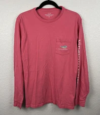 Vineyard Vines Shirt Mens Medium Pink Coral Fish Mahi Christmas Long Sleeve Tee