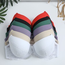 Womens Push up Padded Bra Plunge Underwire Lace Bras Brassiere Lingerie BCD/DD/E