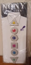 Vintage RARE RUNWAY NONY NEW YORK Mutli Colored Geometric Shape Button Covers