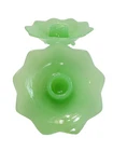 1920s Fenton Jade Glass Lotus Candle Holder Pair