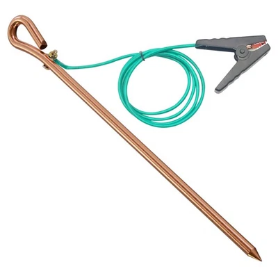 MOKIKUBA Portable Ground Rod-Copper Electrical Grounding Pin with 4ft Flexible Wire UL