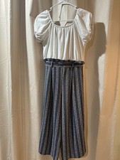 Knit Works White  Blue Jumpsuit Girls Size 16