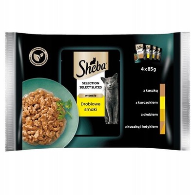 SHEBA Selection Select Slices Geflügel Geschmacks Nassfutter Ente, Huhn, 4x85g