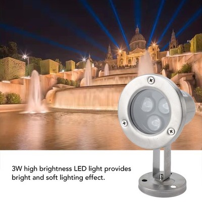 Warm White Pond Light 3W LED StainlesSteel IP68 Waterproof Energy Saving Submers