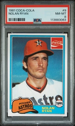 1981 Coca-Cola #9 Nolan Ryan PSA 8 (NM-MT)