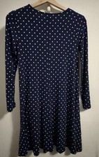 Old Navy Swing Dress Sz XS Navy White Polka Dot Soft Stretch Knit Flowy