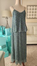 NWT MANGO MNG - Plisse Pleated Floral Maxi Dress Two-tier Eco Committed - XS XXS