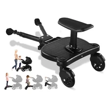 Universal Stroller Board with Detachable Seat, 2 in1 Stroller Ride-On Board, ...