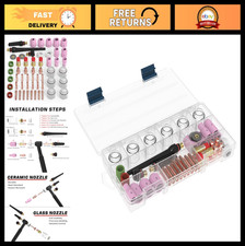 71Pcs TIG Welding Torch Accessories Kit - Gas Lens, Glass  Ceramic Cups, Back C