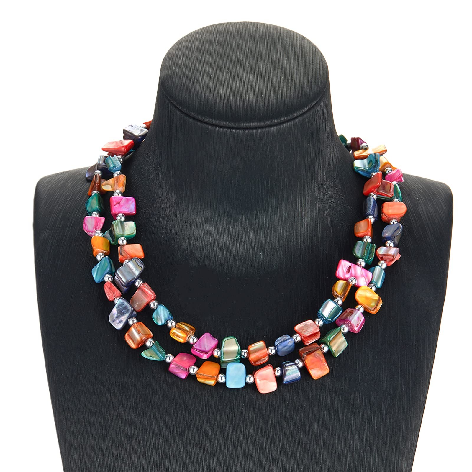 Boho Layered Shell Beaded Necklaces Handmade Colo… - image 2