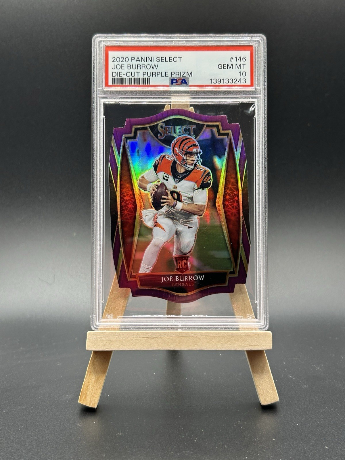 2020 Panini Select Joe Burrow (RC) #146 Purple Prizm Die-Cut PSA Gem Mint 10
