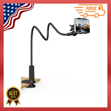 Phone Holder for Bed Desk Flexible Gooseneck Stand 360 Adjustable Clamp Mount