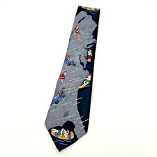 Vintage Noel USA Map Santa Men's Neck Tie 100% Silk Made in the USA Christmas