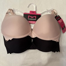 Maidenform 2-pack of lightly lined underwire t-shirt bras black and blush 34C