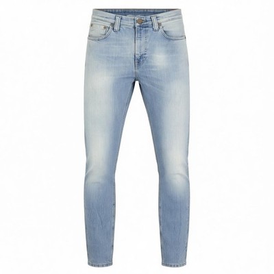 NUDIE JEANS High Kai Men's W29/L34 Light Bleached Indigo Zip Fly Washed Denim *