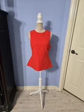 H&M Size 12 Blouse Womens Red Sleeveless Cutout Sides