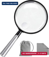 10X 30X Handheld Magnifying Glass for Reading - 110mm Diameter, PMMA Lens, Light