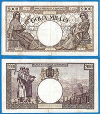 Romania 2000 Lei 1941 Serie P Centrale King Size Banknote Europe Free Ship World