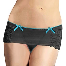 Plus Size Layered Thong Skirted Womens Black Panty Underwear 1X 2X