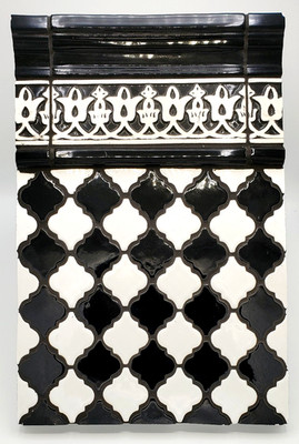 Black & White Ceramic Tile Retail Display Sample - Arabesquette Netted Checker