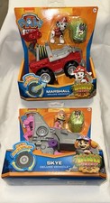 Paw Patrol Dino Rescue Marshall  Skye w/Deluxe Rev Up Vehicle Nickelodeon New