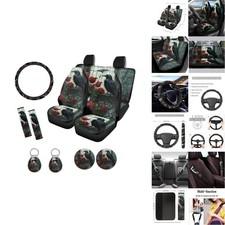 Suobstales Raven Rose Print Car Seat Cover Women Full Set Suv Interior