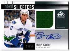 2011-12 Upper Deck SP Game Used Inked Sweaters RYAN KESLER IS-RK 50 Canucks Auto