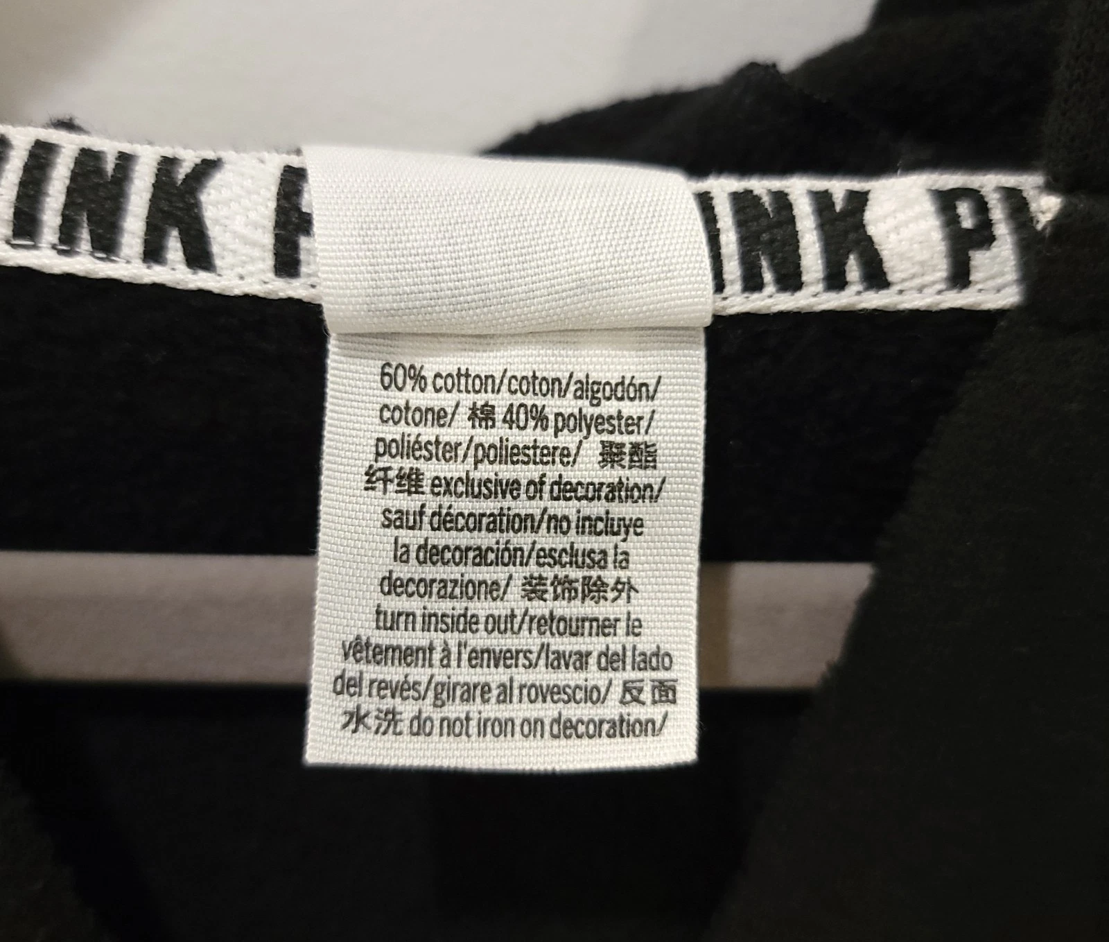 UNDERCOVER Felpa nera con cappuccio Victorias Secret ROSA abbigliamento sportivo donna taglia large usata in ottime condizioni