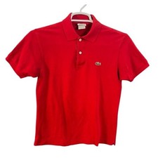 Lacoste Mens Red Short Sleeve Pique Cotton Polo Shirt Size 3 Small 5191L